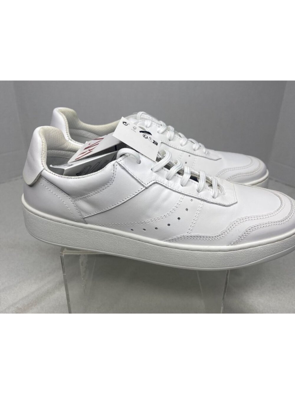 NWT Zara White Leather Lace-Up Sneakers Low-Top Casual Women 41/US 10 Comfort - Picture 5 of 10